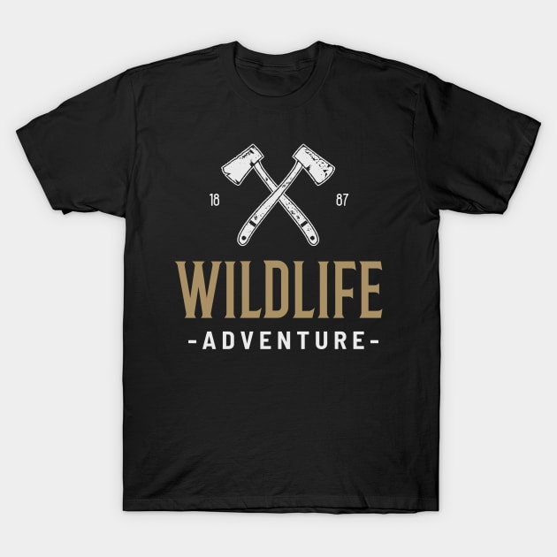 WILDLIFE  ADVENTURE AXES T-Shirt by HEROESMIND